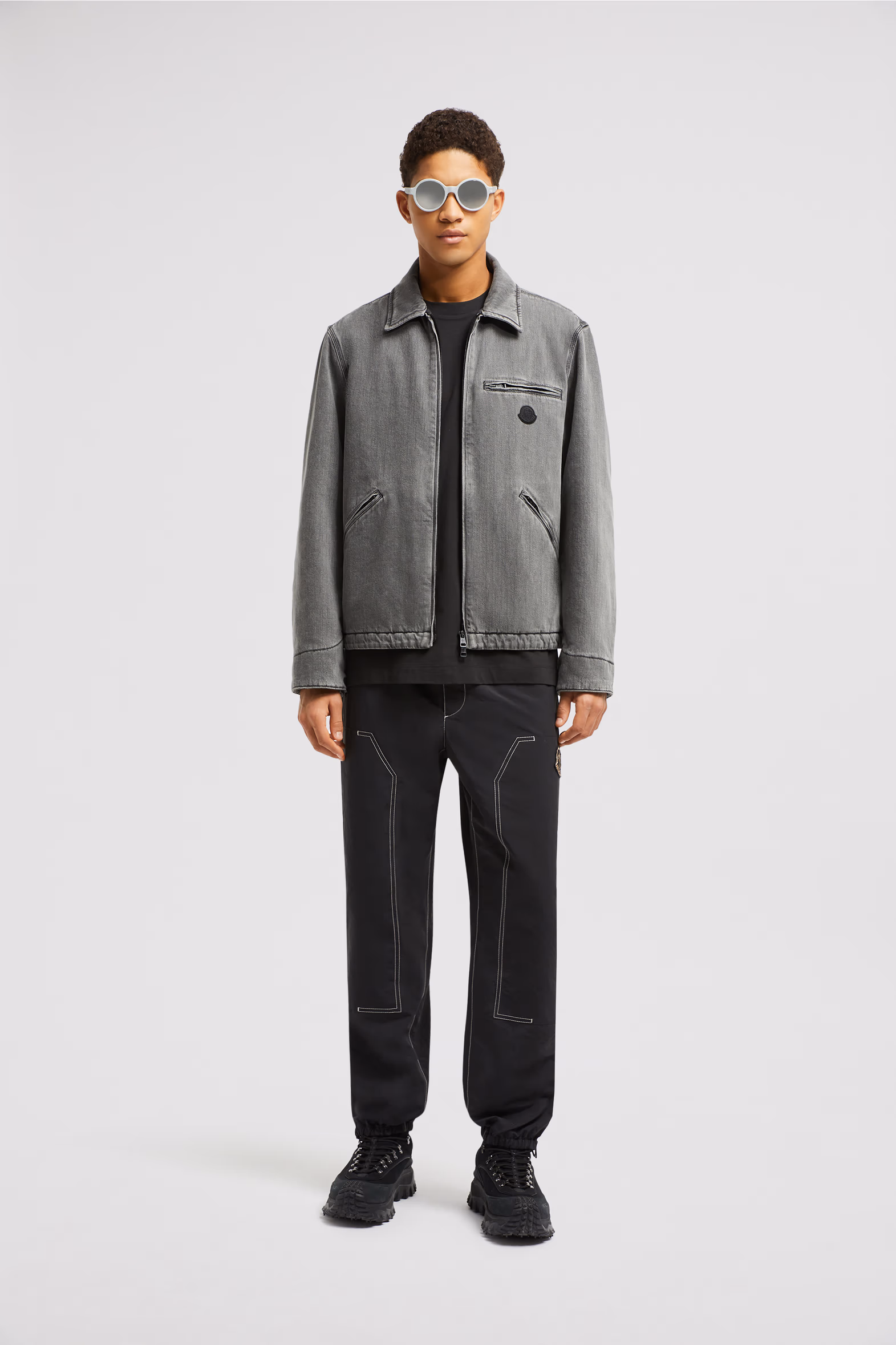 Acate Padded Denim Shirt Jacket Men Black Moncler 0
